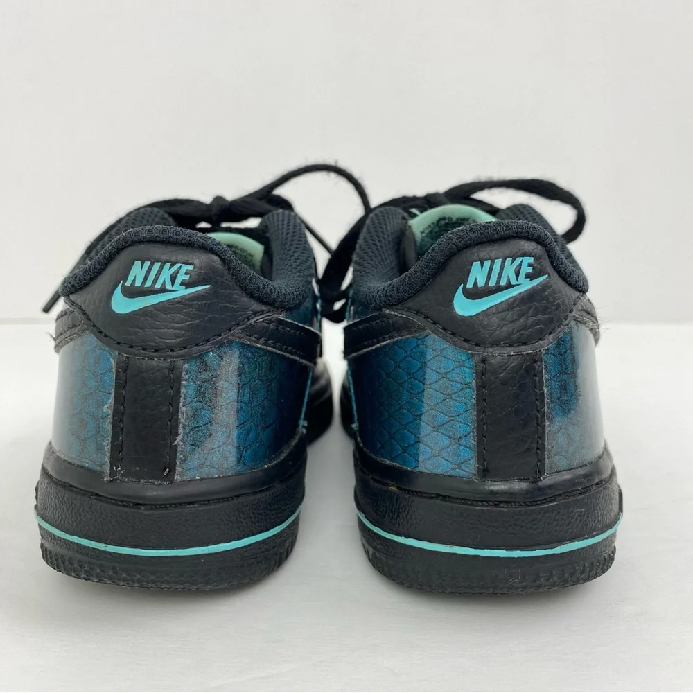 Nike Air Force 1 size 10C Toddler Black Blue Baby Dragon Sneakers BV6063-001